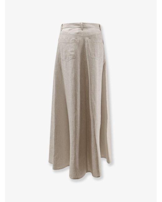 Alysi White Flared Linen Skirt