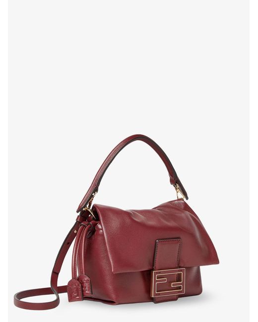 Fendi Red Mamma Baguette Small Leather Crossbody Bag