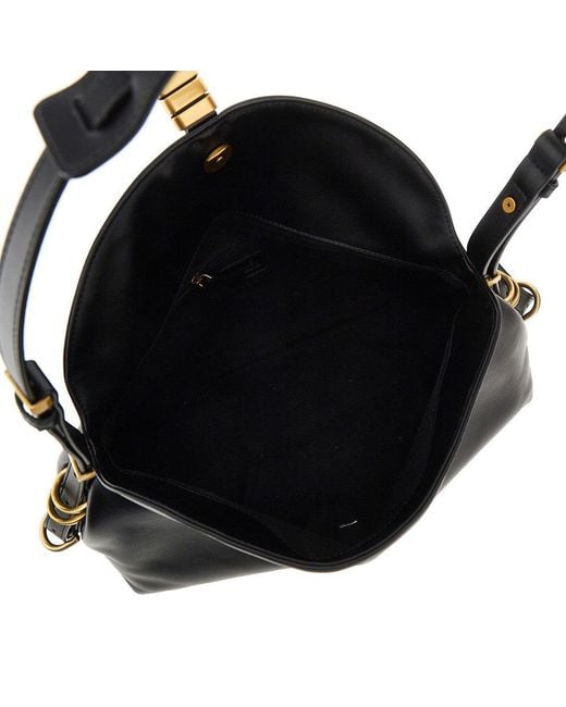 Pinko Black Medium 'Saddle Bag Baguette' Leather Bag