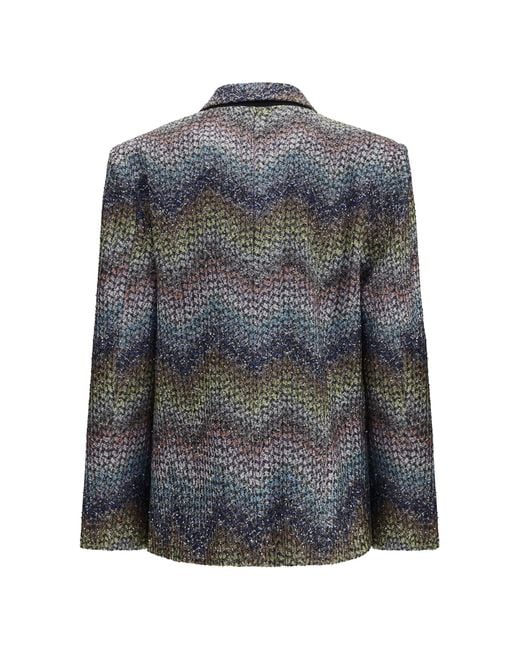 Missoni Black Single-Breasted Lamé Viscose Blazer