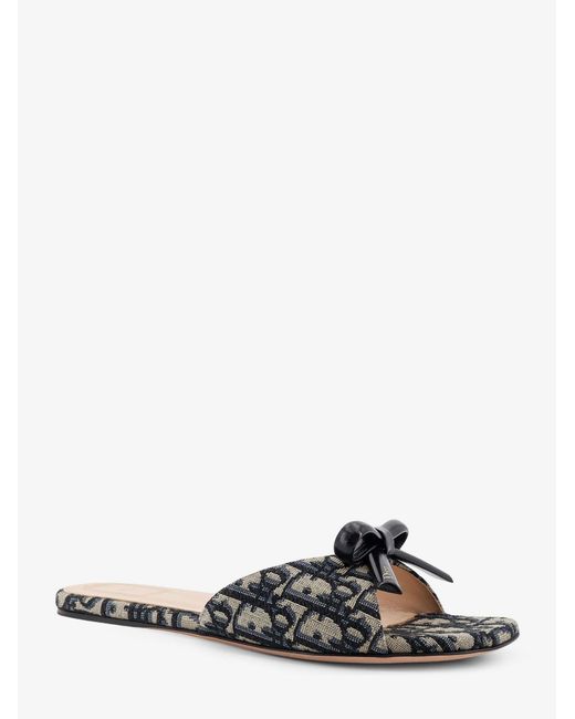 Dior Blue Bow Oblique Fabric Sandals