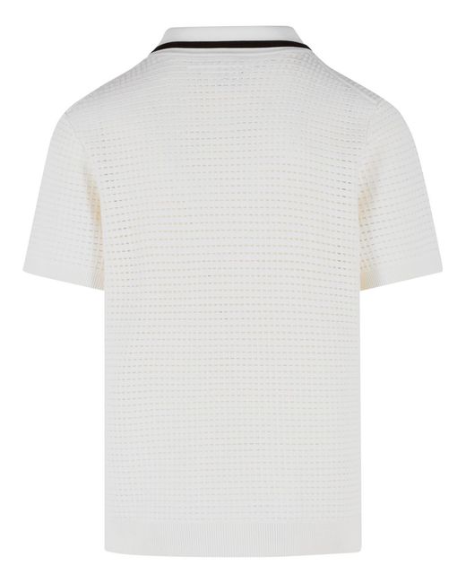Casablanca White Waffle Stitch Wool Polo Shirt for men