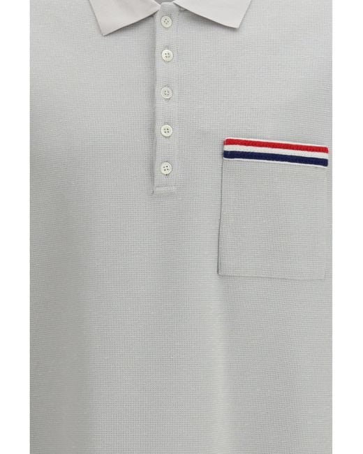 Thom Browne Gray Short-Sleeve Polo With Chest Pocket for men