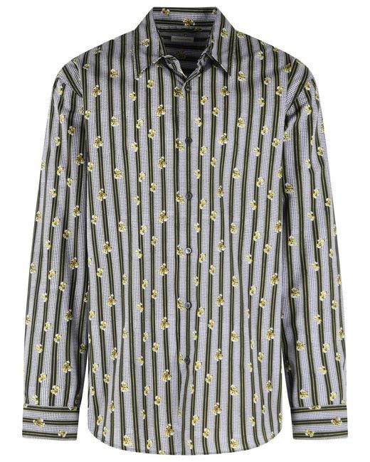 Dries Van Noten Black 'Caper' Lilac Cotton Shirt for men