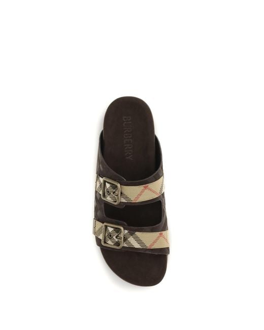Burberry Brown Check Suede Urchin Sandals for men