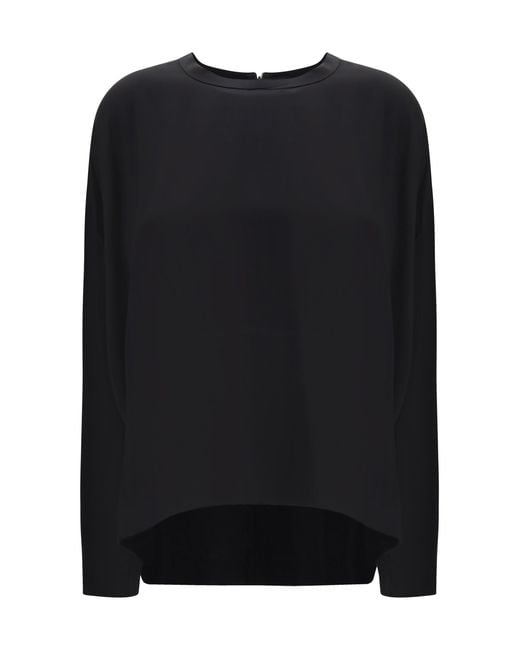 Totême Black Boxy Satin Top