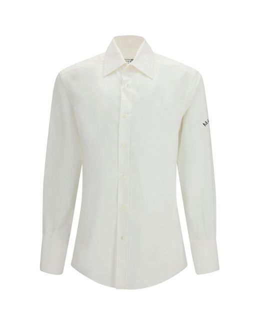 MM6 by Maison Margiela White Long-Sleeve Shirt With Side Print