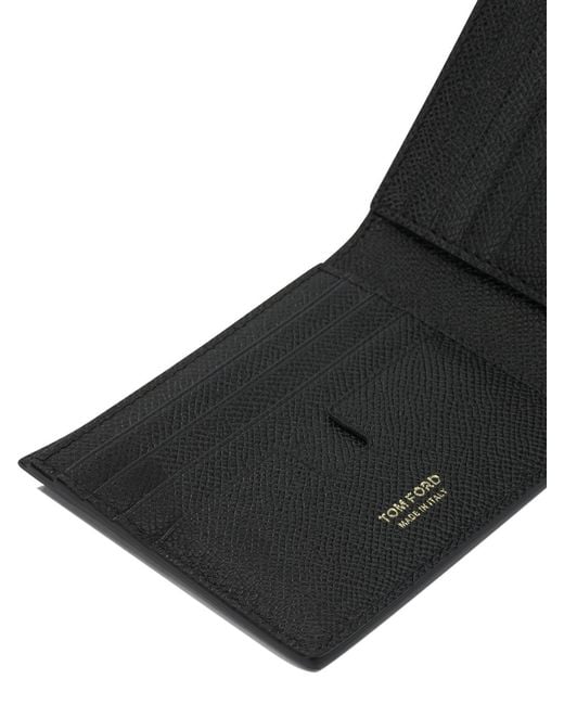 Tom Ford Black Small Grain Leather Bifold Wallet for men