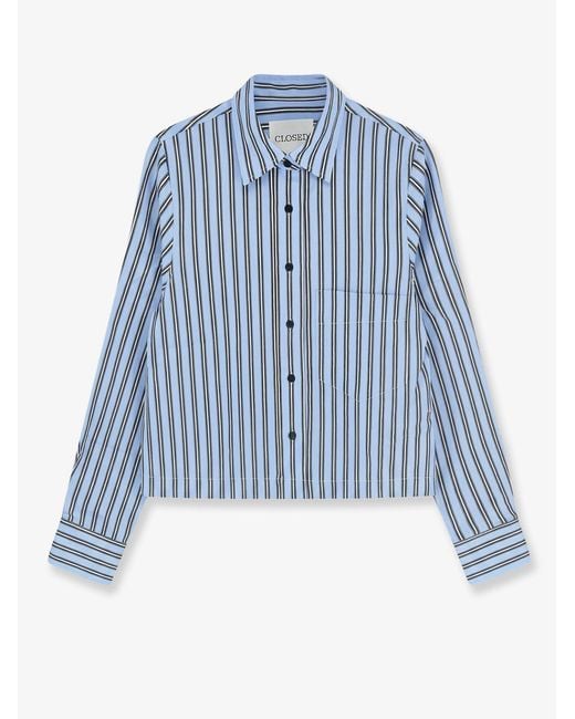 Closed Blue Shirt Cropped