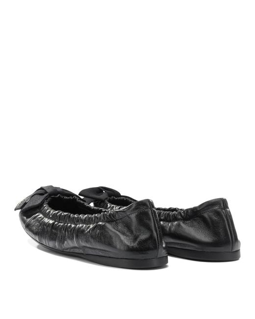 Prada Black Shiny Leather Ballet Flats