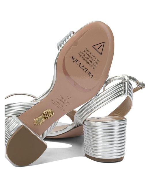 Aquazzura White Sundance Sandal 50 Mm Heeled Shoes Silver