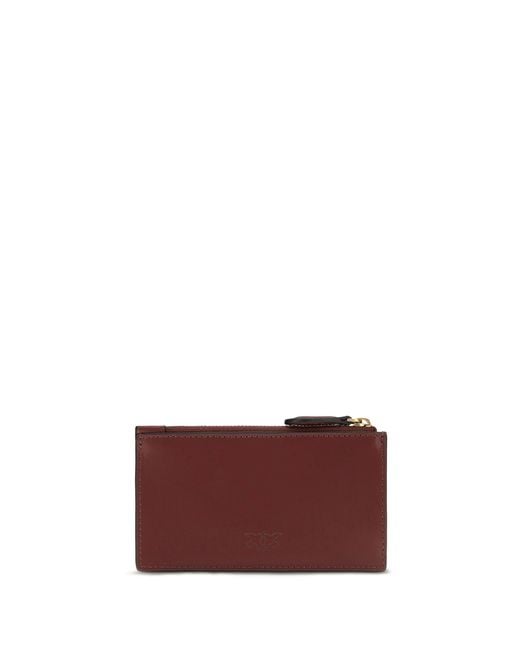 Pinko Purple Airone Leather Cardholder Ribes Intenso