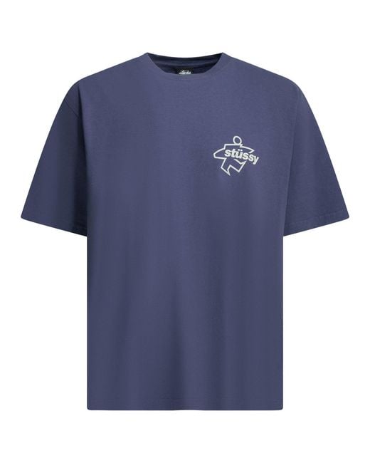 Stussy Blue Cotton T-Shirt for men