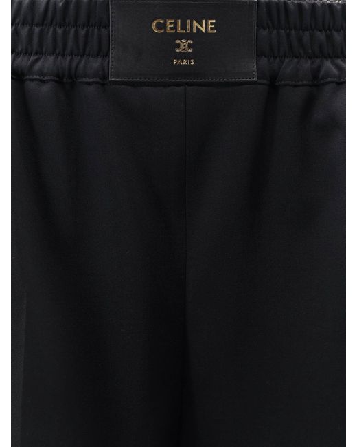 Céline Black Wool Shorts With Leather Tag