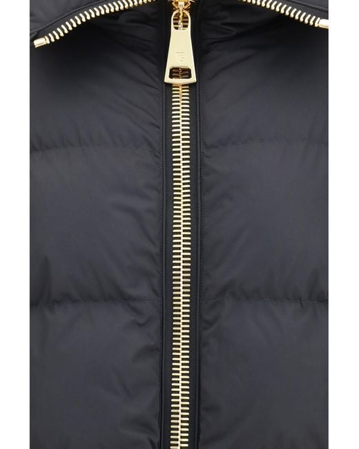 Balmain Blue Jacket Padded High-Neck