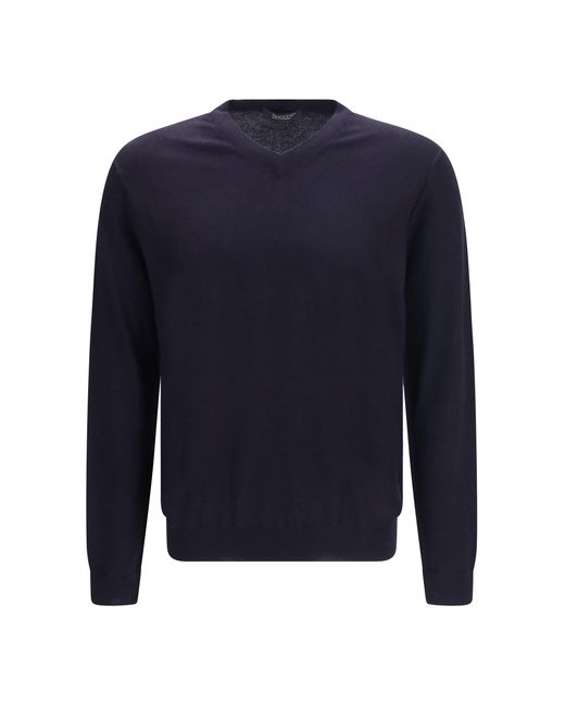 Men's Blue V-Neck Jumper Merino