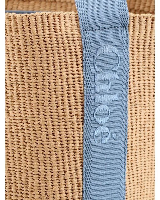 Chloé Blue Woody Raffia Shoulder Bag