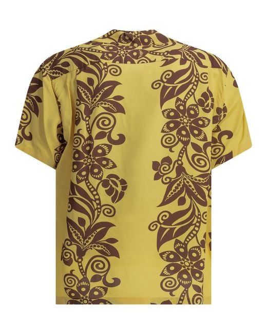Sun Surf Yellow Pictograph Flower Shirt for men