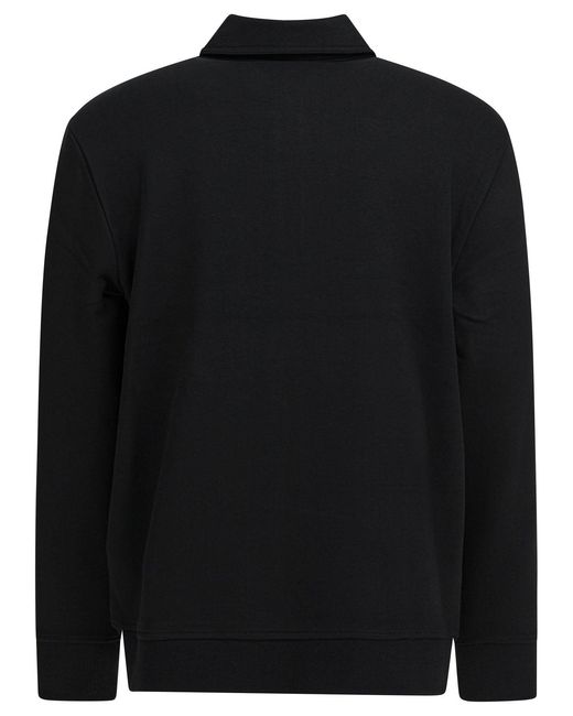 Vince Black Cotton Blend Zippered Polo Shirt for men