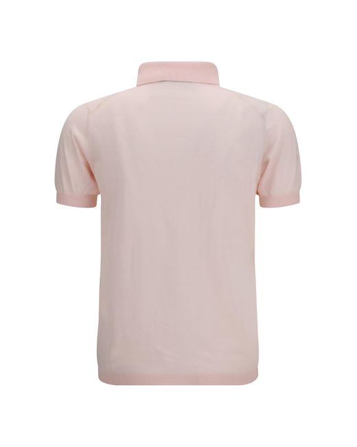 Aragona Cashmere Pink Short-Sleeve Cotton Polo for men
