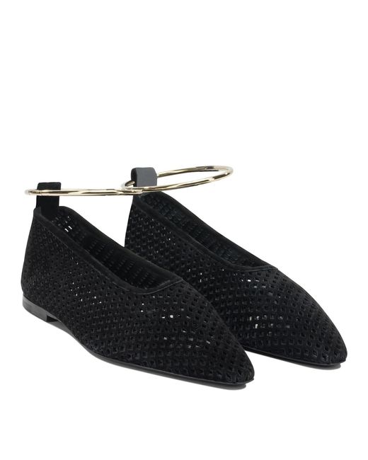 Jil Sander Black Suede Perforated Ballet Flats