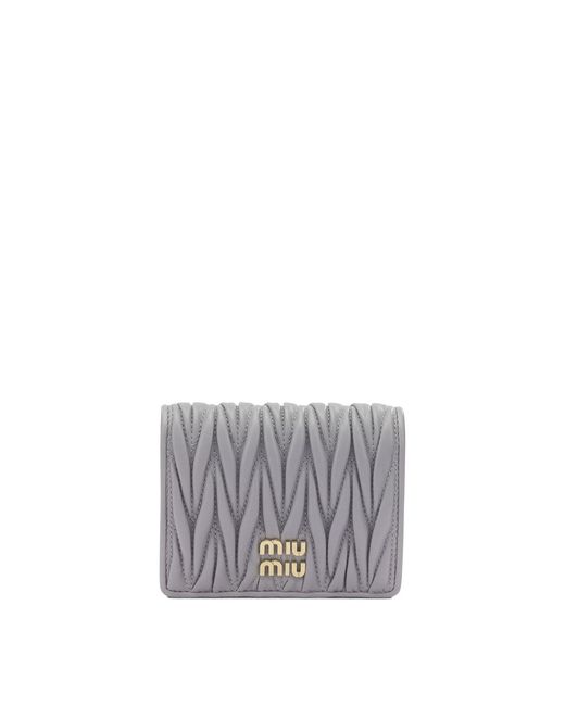 Miu Miu Gray Lamb Leather Wallets & Card Holders