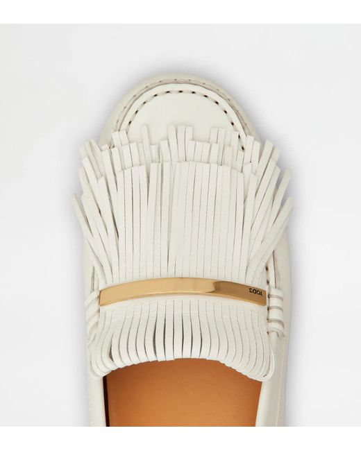 Tod's White "Gommino" Leather Loafers