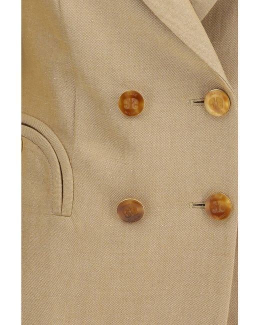 Blazé Milano Natural Blazè Milano Renegade Charmer Double-Breasted Linen-Blend Blazer