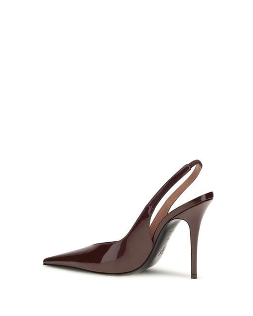 AMINA MUADDI Brown Anok Patent Leather Slingback Pumps Merlot