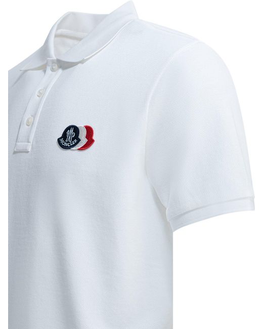 Moncler White Polo Shirt With Buttons And Logo for men