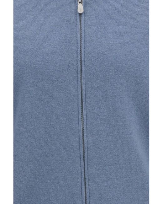 Brunello Cucinelli Blue Pure Cashmere Cardigan for men