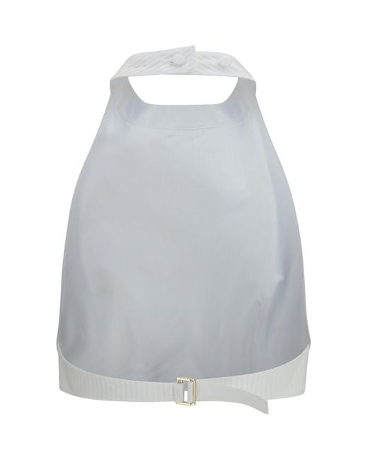Alaïa White Alaïa Cotton Poplin Plastron Top