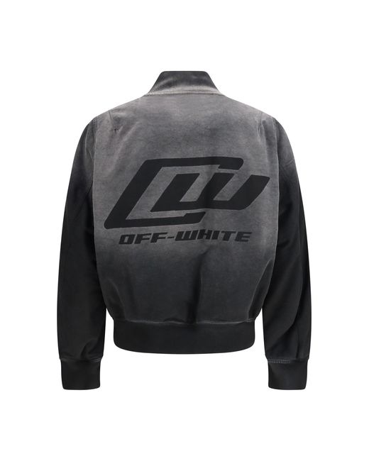 Off-White c/o Virgil Abloh Gray Washed Denim Bomber Jacket for men