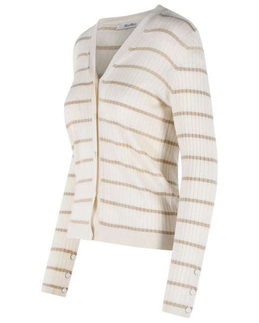Max Mara White 'Pedale' Ivory Cashmere And Silk Cardigan