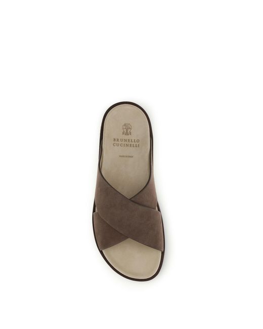 Brunello Cucinelli Brown Suede Sneakers Fango+Camel for men