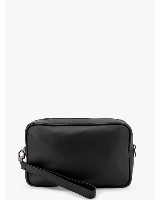 Kiton Black Leather Clutch for men