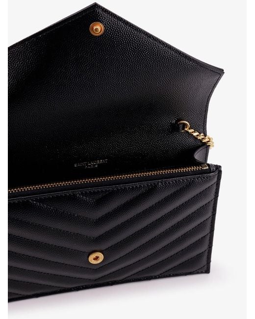 Saint Laurent Black Cassandre Envelope Clutch
