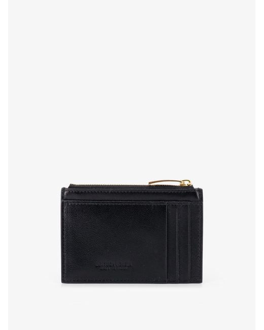 Bottega Veneta Black Leather Card Holder With Intrecciato Motif