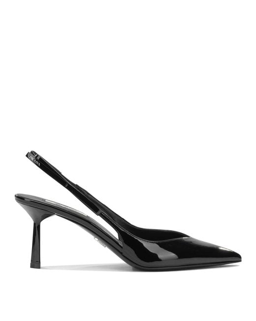 Prada Black Patent Leather Slingback