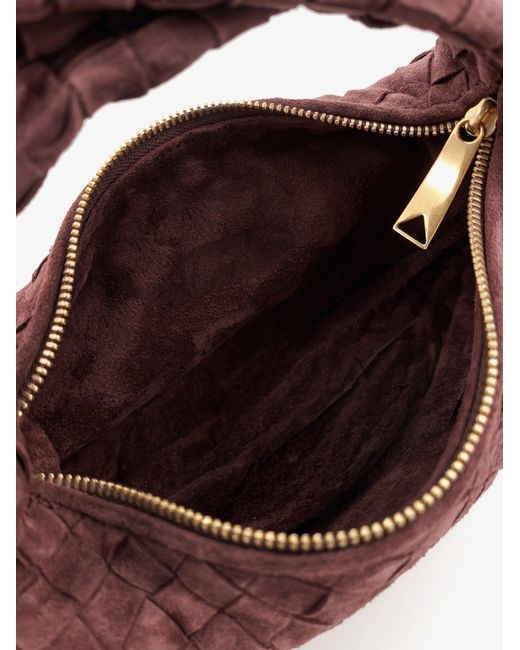 Bottega Veneta Purple Mini Jodie Intrecciato Suede Handbag