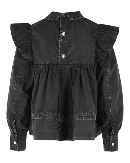 Ganni Black Organic Cotton Blouse