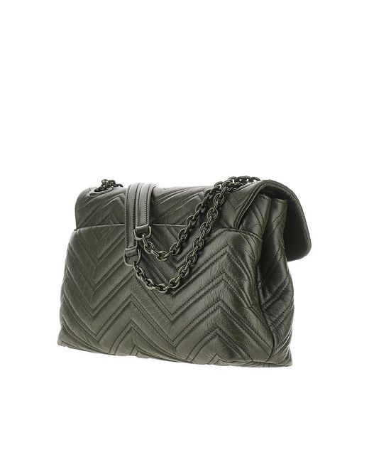 Gucci Green Matelassé Leather Medium 'Gg Marmont' Bag
