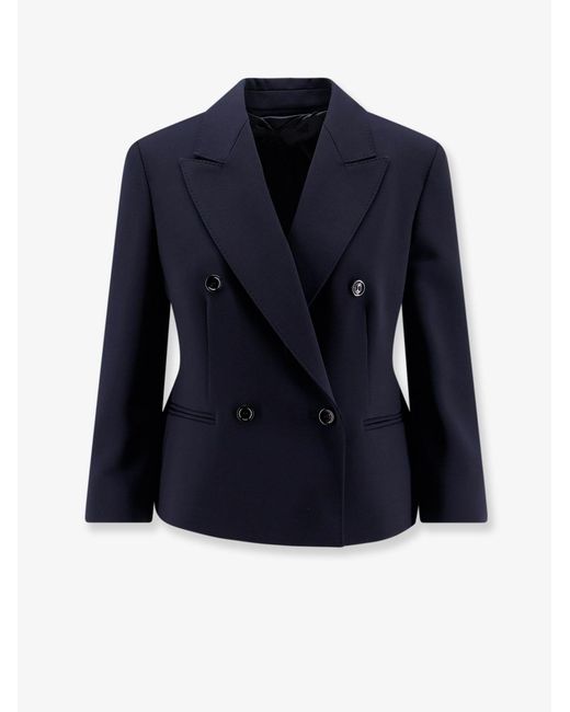 Max Mara Blue Mxmdorico Stretch Virgin Wool Blazer