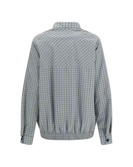 Miu Miu Gray Checked Technical Fabric Blouson Jacket
