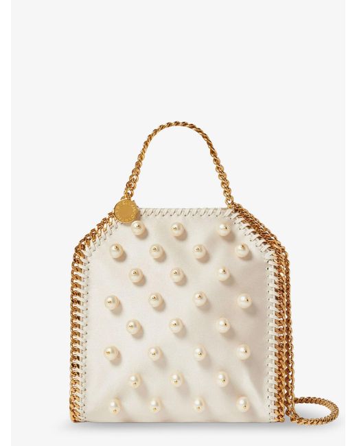 Women's Natural Falabella Satin Crossbody Bag With Vegan Pearl Detail