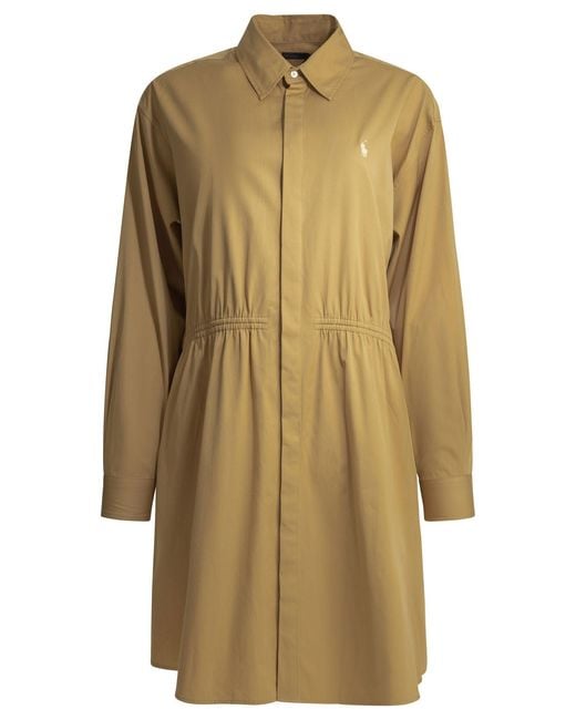 Women's Natural Cotton Midi Dress With Logo