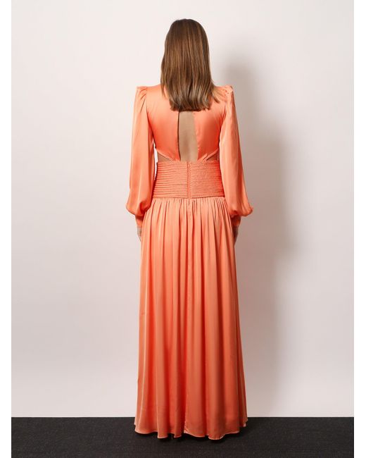 PATBO White Satin Sunset Long Dress With Cut-Out Details