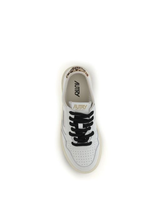 Autry White Medalist Low Leather Sneakers/Leopard