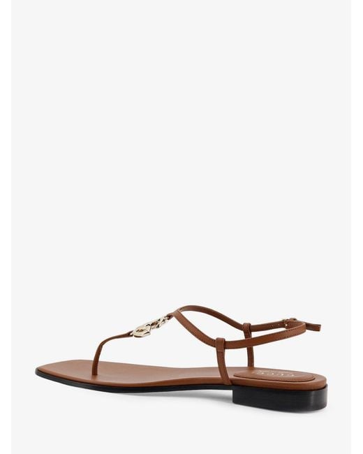 Gucci Natural Lifford Leather Sandals With Metal Gg Logo