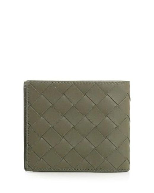 Bottega Veneta Green "Intrecciato Bi-Fold" Wallet for men